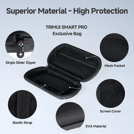丈夫なEVAケース Trimui Smart Pro用 - 防水、耐衝撃、旅行&収納用5インチスクリーンプロテクター付き ブラック
