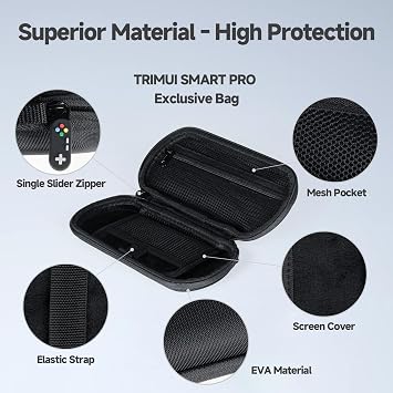 丈夫なEVAケース Trimui Smart Pro用 - 防水、耐衝撃、旅行&収納用5インチスクリーンプロテクター付き ブラック