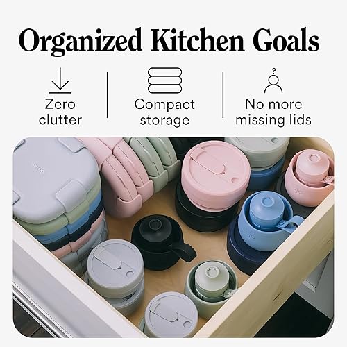 Miniatura 4 de STOJO Caja de sándwiches plegable – 24 onzas, recipiente reutilizable de almacenamiento de alimentos, cuenco de silicona para alimentos Aguamarina