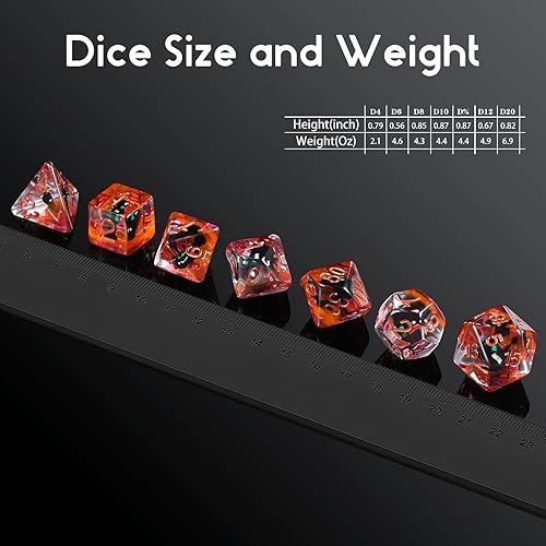 Miniatura 6 de DNDND - Juego de dados para juegos de gato negro, 7 dados DND de resina con bolsa de terciopelo para juegos de rol de Calabozos y Dragones y juegos