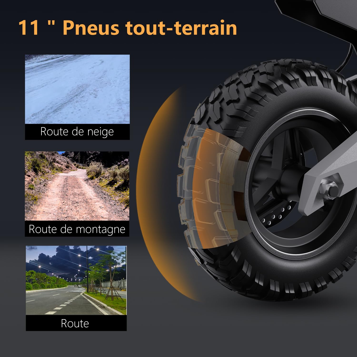 RAYI T10 Trottinette Électrique Adulte Puissante 500W, 48V 13.5Ah, 35-49km Autonomie, 11" Tout Terrain, Pliable, Freins à Disque, IP54