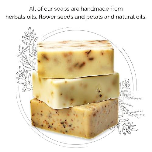 Miniatura 2 de Juego de barras de jabón totalmente naturales, rosa, lavanda, aceite de oliva con jabonera de madera, surtido de jabones naturales hechos a mano,