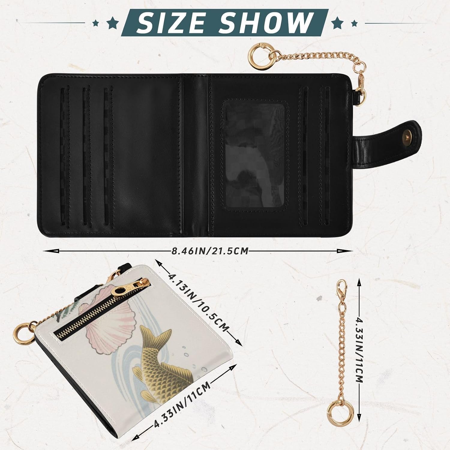 Japanese Fish Ladies PU Leather Bifold Wallet Fancy Premium PU Leather Wallet for Women image 3