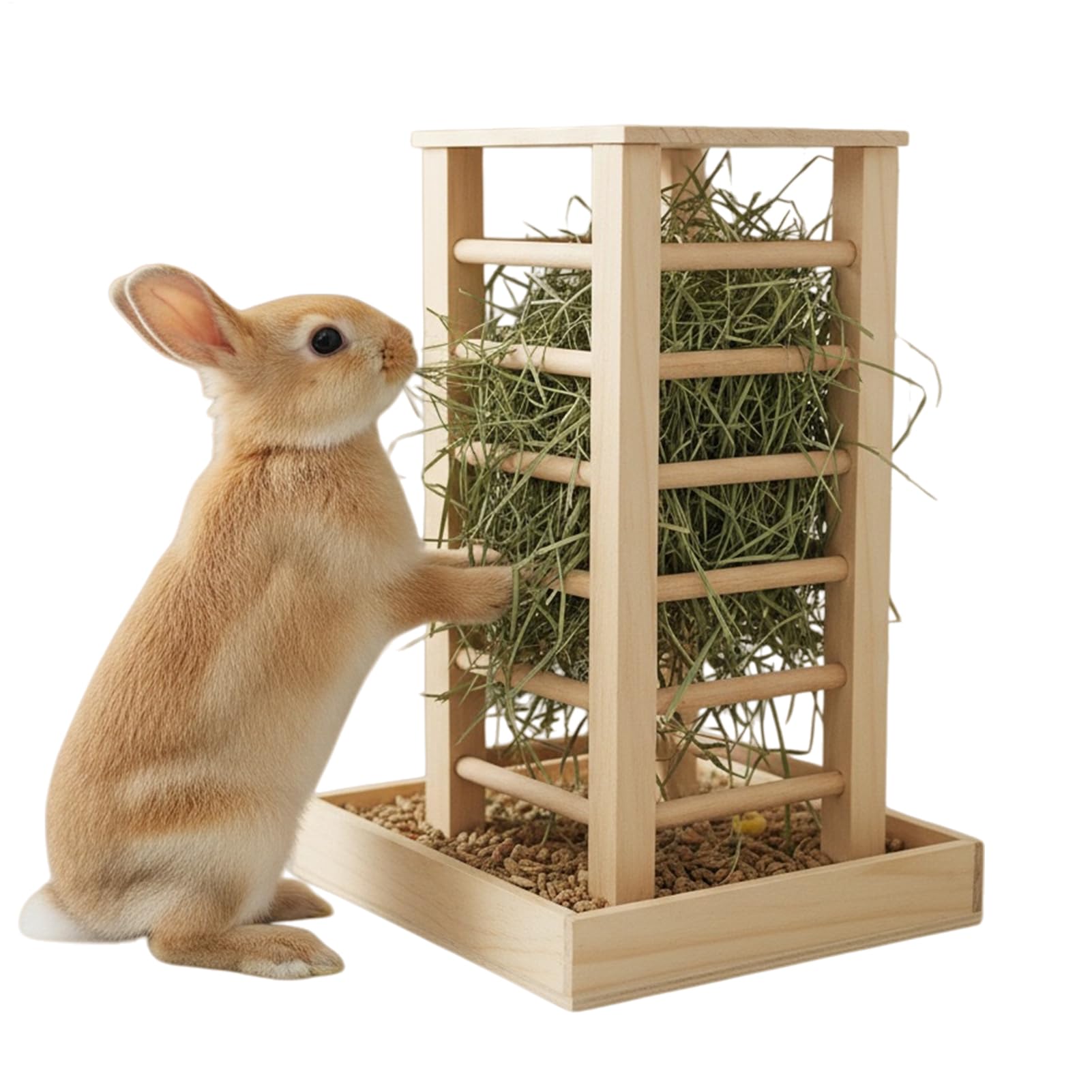 Mangiatoia Per Conigli Porta Cibo In Legno Multifunzionale Per Piccoli | Rastrelliera Per Fieno Per Conigli Per Criceti Ricci Coniglietti Furetti Scoiattoli