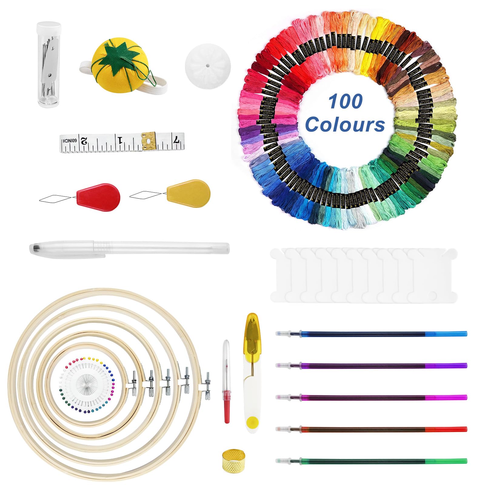 Comzantor Sticken Set Erwachsene, Stickset, Embroidery Kit, Kreuzstich Punch Needle, Stickerei Cross Stitch Kit, Stickrahmen Stickübungsset, für Sticken Lernen und Anfänger
