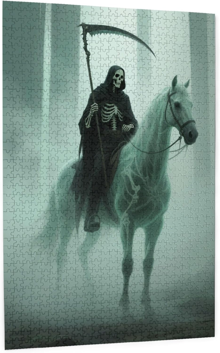 Knight Jigsaw Puzzles for Adults 1000 Pieces - Grim Reaper Puzzles for Children Challenging - The Cloaked Skull Jigsaw Puzzle - Fantasy Illustrations Jigsaws Puzzle Great Challenging Fun Family
