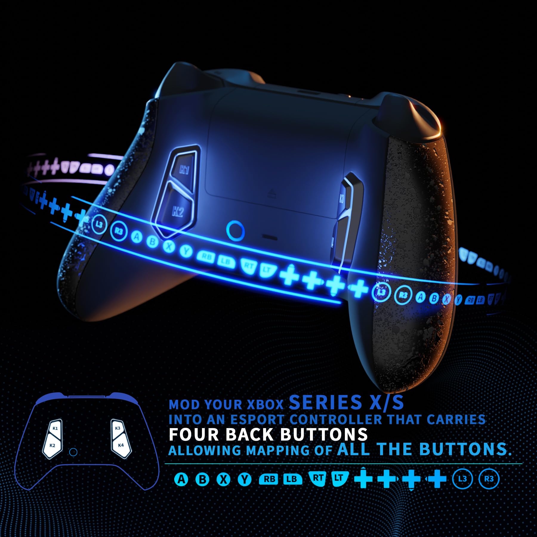 eXtremeRate VICTOR X Remap Kit do kontrolera Xbox Series X S, 6 profili, czarne antypoślizgowe