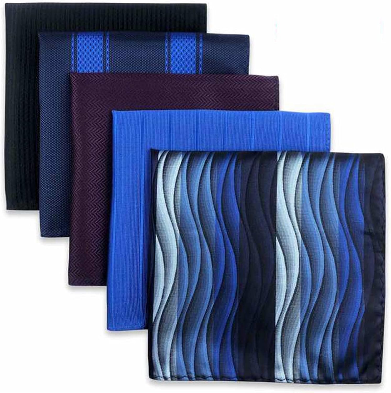 5 Pieces Colorful Assorted Mens Pocket Square Silk Classic Handkerchief Set Gift Colorful (Color : E, Size : 1) (D 1)