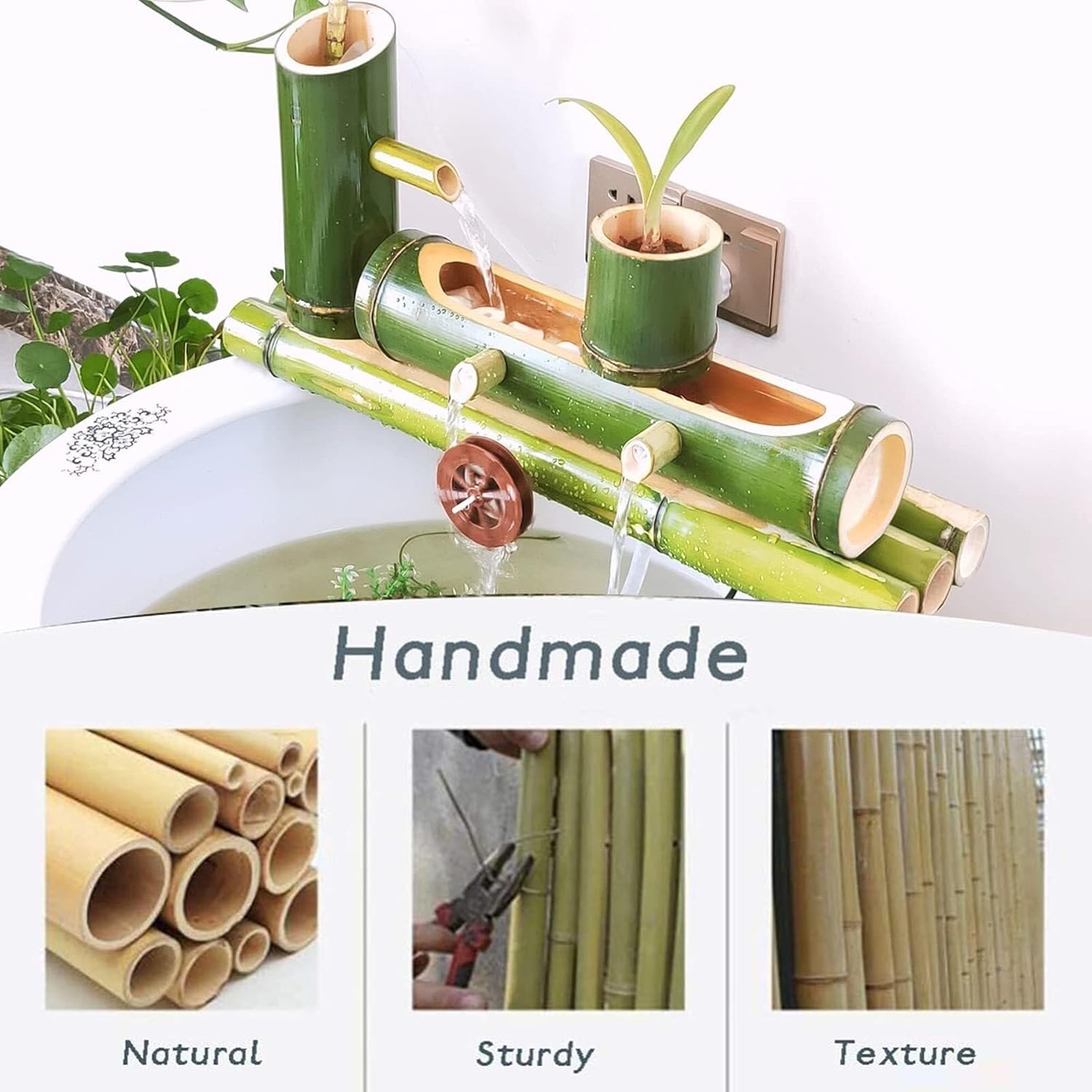 Water Features for The Garden Bird Bath Water Feature Pump Bamboo Fountain is Good for Health, Cool in Summer and Warm in Winter. It is a for Friends,One Color-45cm/17.7in