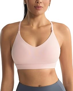 RUNNING GIRL V-Neck Sports Bras for Women - Adjustable Thin Straps Wireless Padded Yoga Top Low Impact
