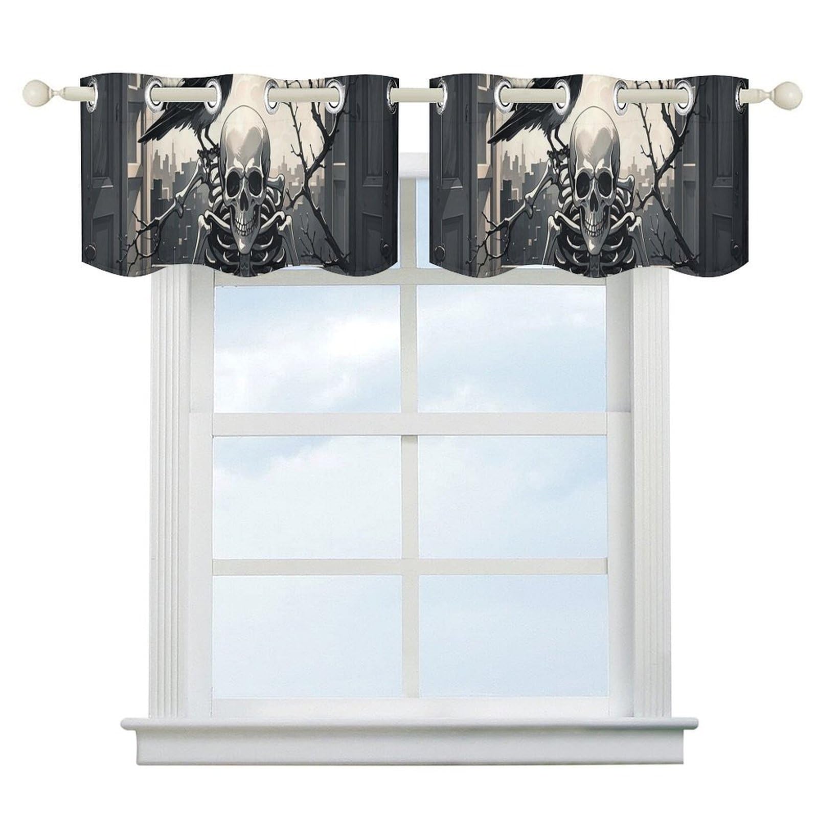 Rideaux de cuisine isolants thermiques avec motif corbeau protection solaire fenêtre