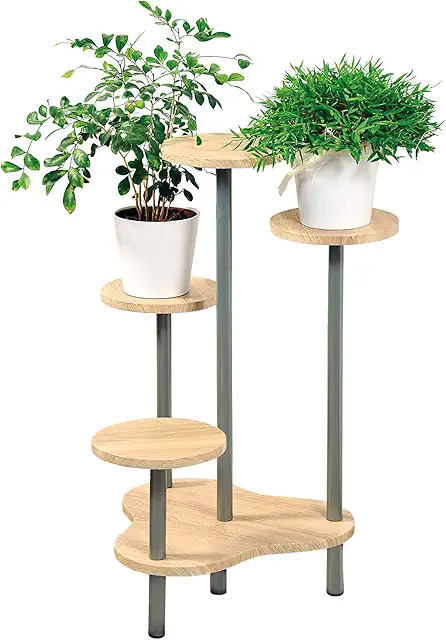 Kesper Beige Flower Stand - 4-Tier Plant Pedestal for Pots Up to 20cm