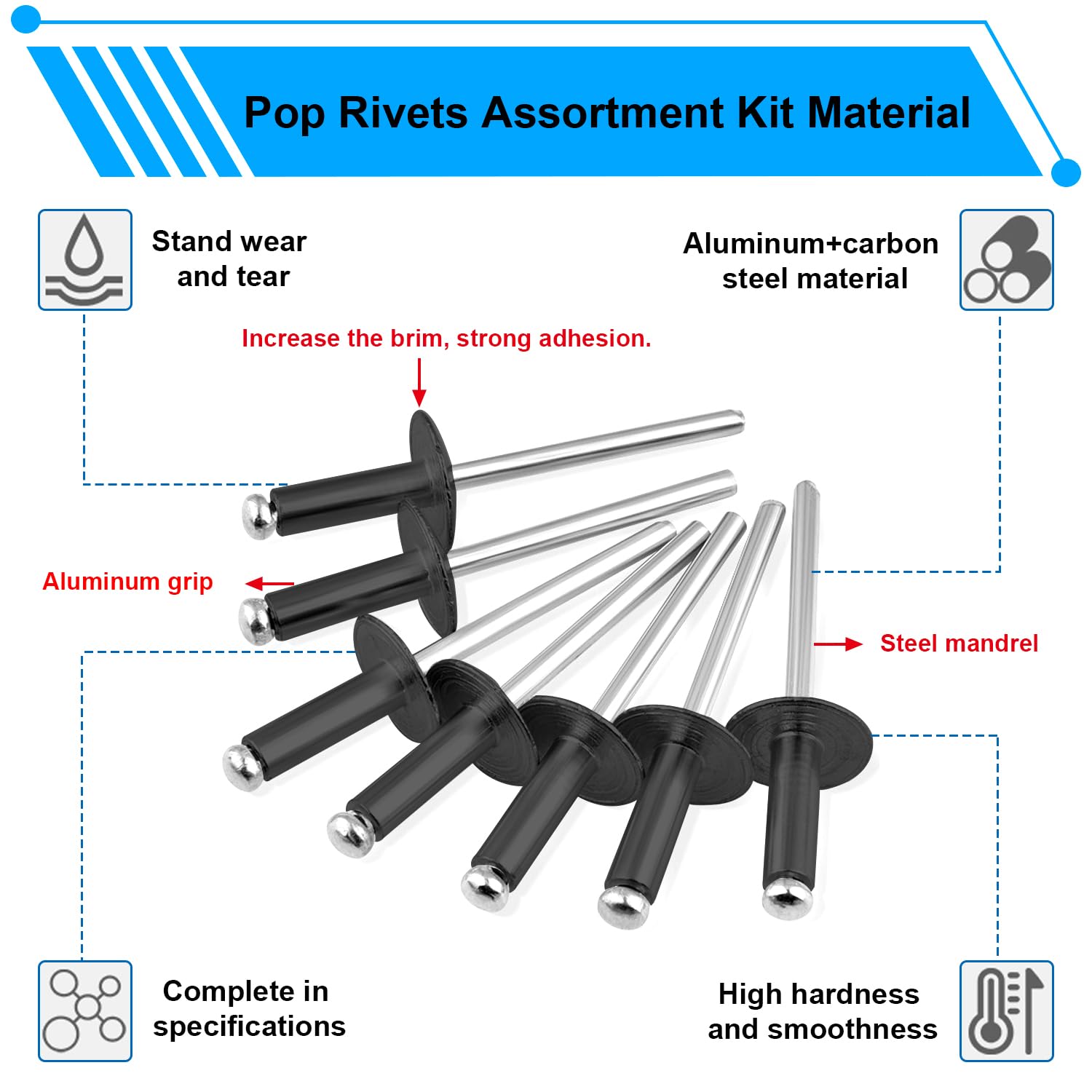 Snapklik.com : Smseace 800pcs Black Pop Rivets