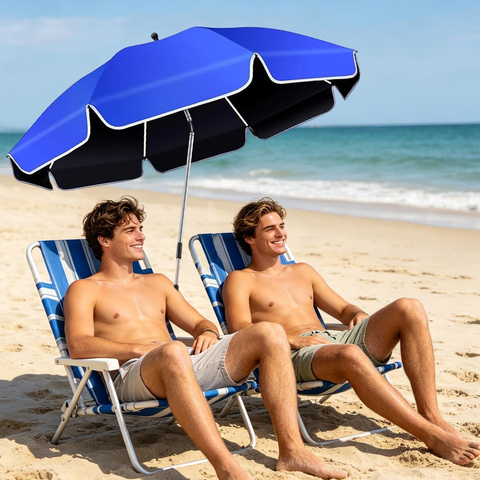 Generisch Parasol na krzesło z zaciskiem mocującym, regulowana 360° osłona przeciwsłoneczna z klipsem – regulowany parasol wędkarski z zaciskiem – na taras, urlop, do ogrodu, na podwórko, kemping