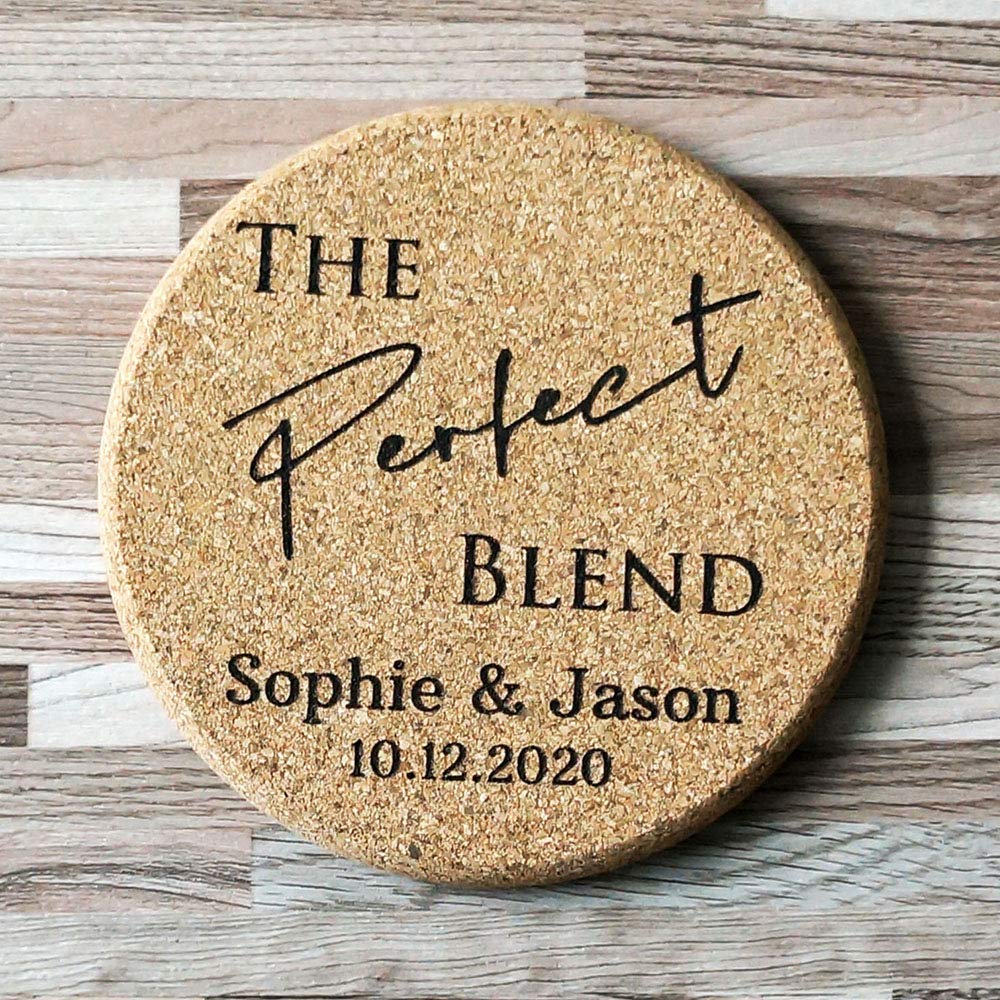Personalized Cork Coasters, Custom Engraved Round Coaster, Wedding Favors, bridal shower gifts, Wedding Gifts