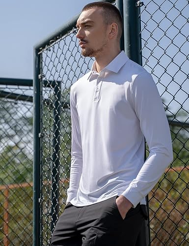 Miniatura 4 de NAVISKIN Camisas polo para hombre, de secado rápido, UPF 50, manga larga y corta, que absorben la humedad