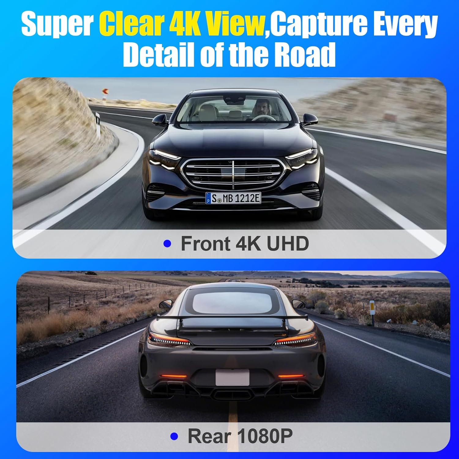 Dash Cam Front and Rear,4K+1080P Dual Channel Car Camera with Night Vision,Mini Dash Cam with 3.59" IPS Screen,5.8GHz WiFi,GPS,24H Parking Mode,G-Sensor,Loop Recording 64GB Card Includ