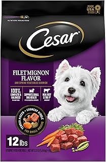 CESAR Small Breed Dry Dog Food Filet Mignon Flavor with Spring Vegetables Garnish Dog Kibble, 12 lb. Bag
