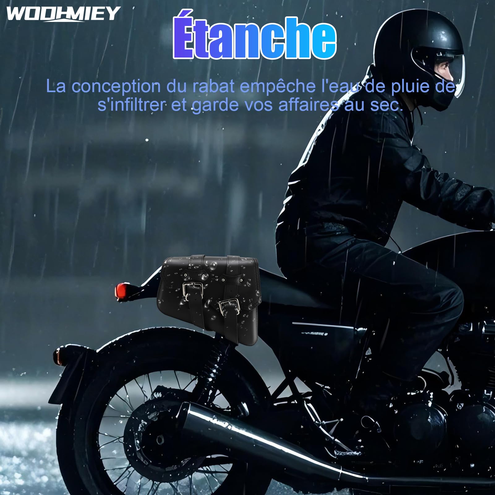 Borsa laterale moto in pelle PU resistente all'acqua vintage grande capacità