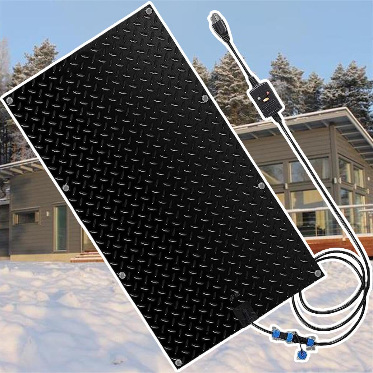 Heated Snow Melting Mats for Stairs,Heated Snow Melting Mats Outdoor with Timer,for Driveway Walkway Decks and Sidewalks Connection Power Cord for Winter Stairs(1 Pcs,10x30in/(25.4×76.2 cm))