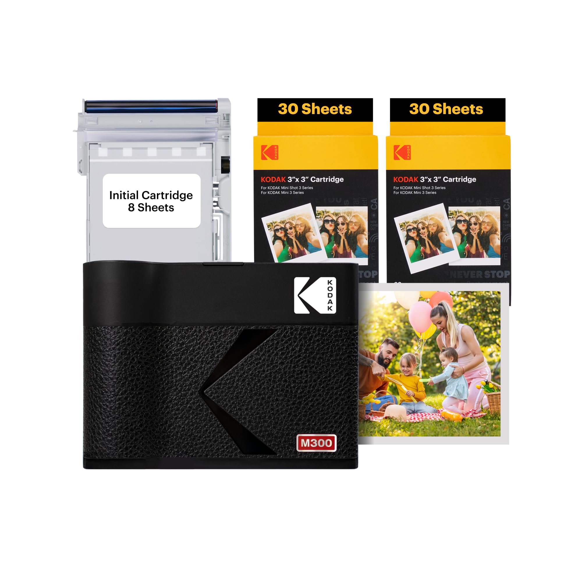 KODAKMini 3 ERA 4PASS Portable Photo Printer (Black, Printer + Initial 8 Sheets + 60 Sheets)