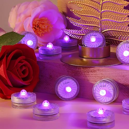 Miniatura 44 de Luces LED sumergibles azules, mini luces de té impermeables, luces LED de 100 horas, luces subacuáticas para decoración de farol, Halloween