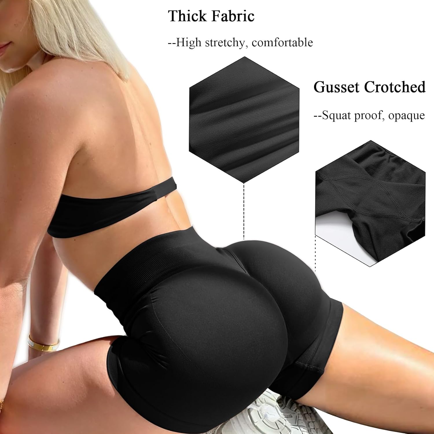 3 Piece Workout Shorts Womens Scrunch Butt Lifting Impact Shorts Seamless Yoga Gym Boom Booty Short Running Pants - Image 4