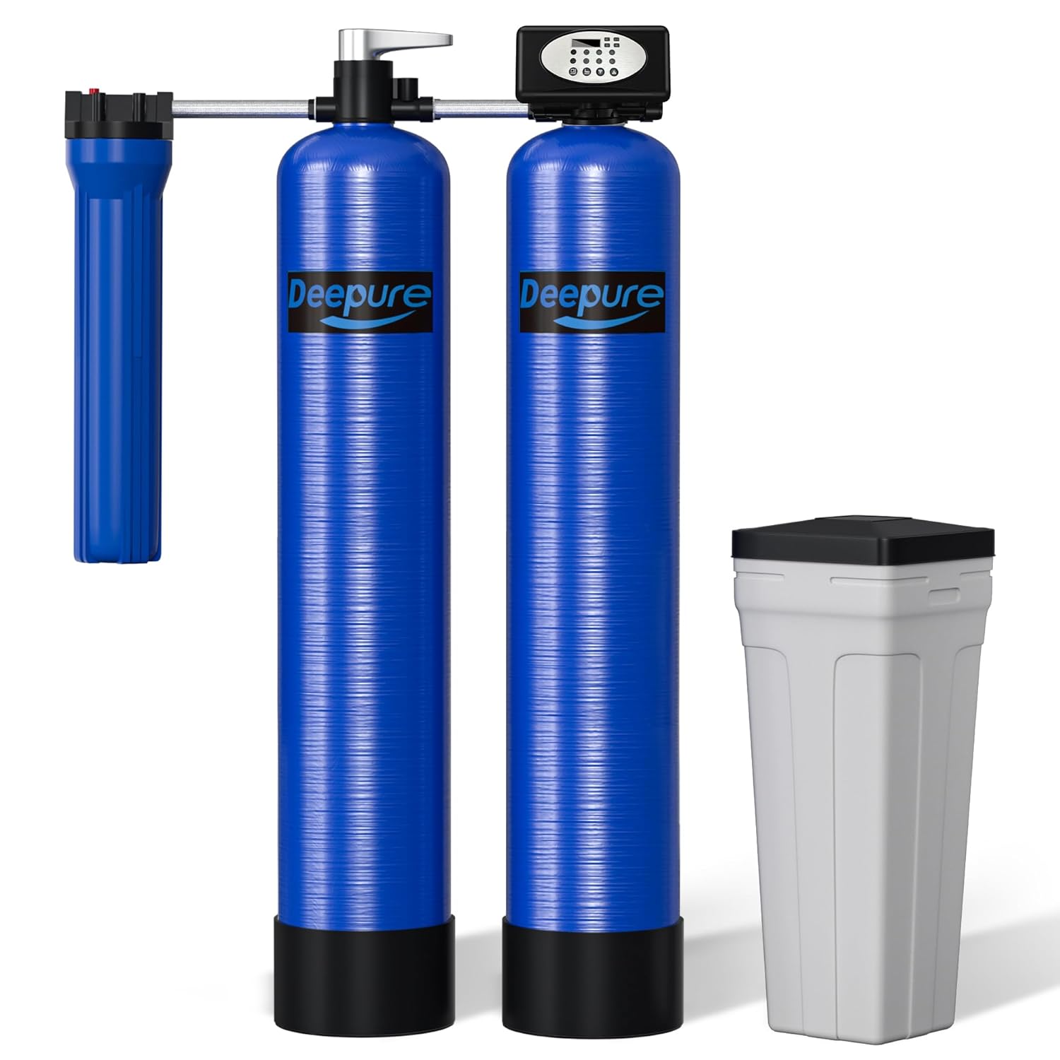 48,000 Grain Whole House Water Softener with Carbon Filter Tank - Digital Metered Control Water Softener System for 3-4 Bathrooms