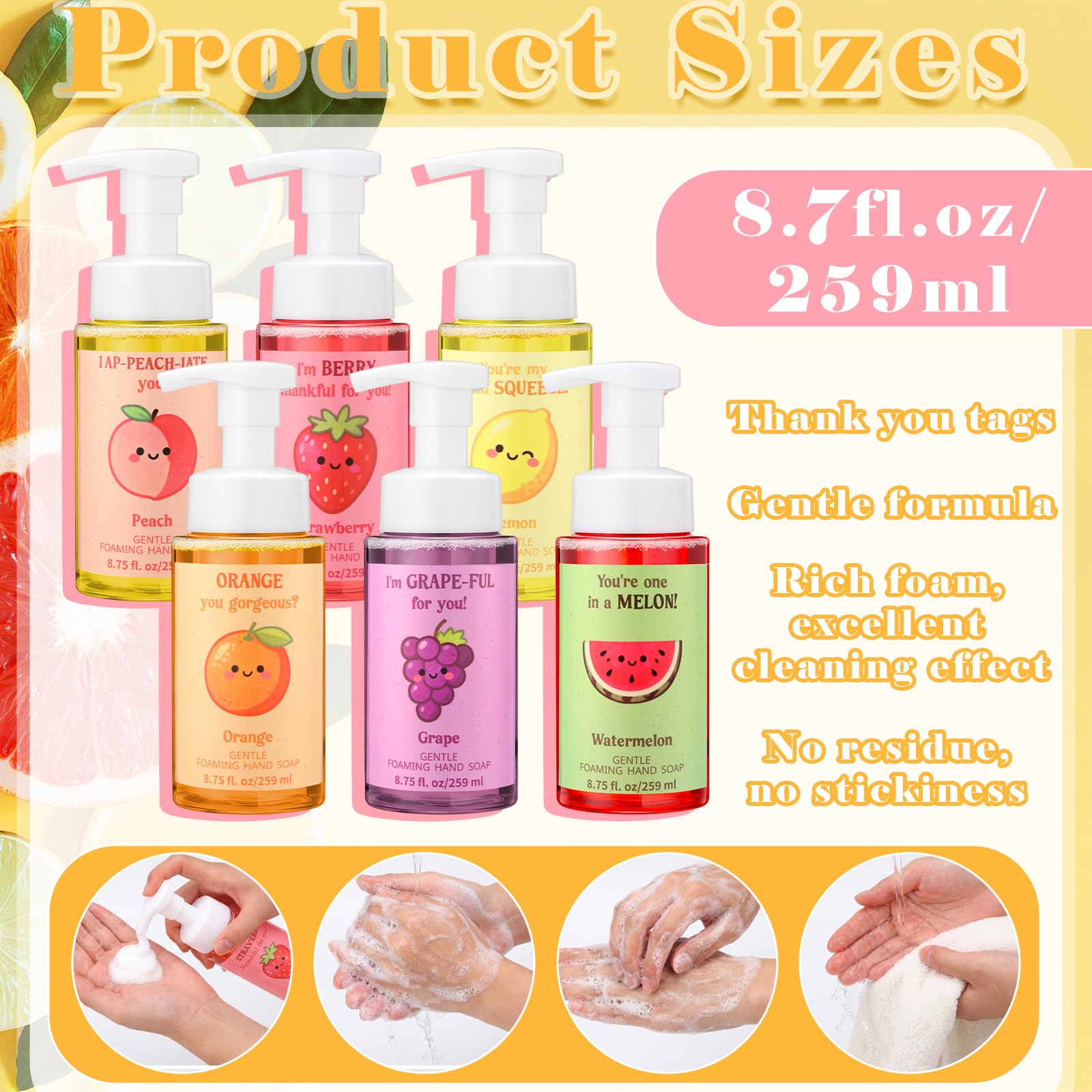 6 Pack Foaming Liquid Hand Soap with Pump, Moisturizing Scented Hand Wash