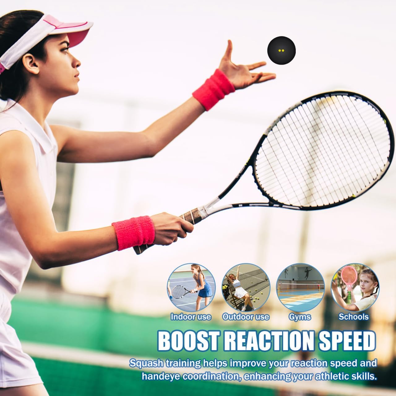 Toyvian Double Yellow Dot Squash Balls 3 Pack High Elastic Racket Balls for Beginner Practice Competition Training Indoor Court .49In