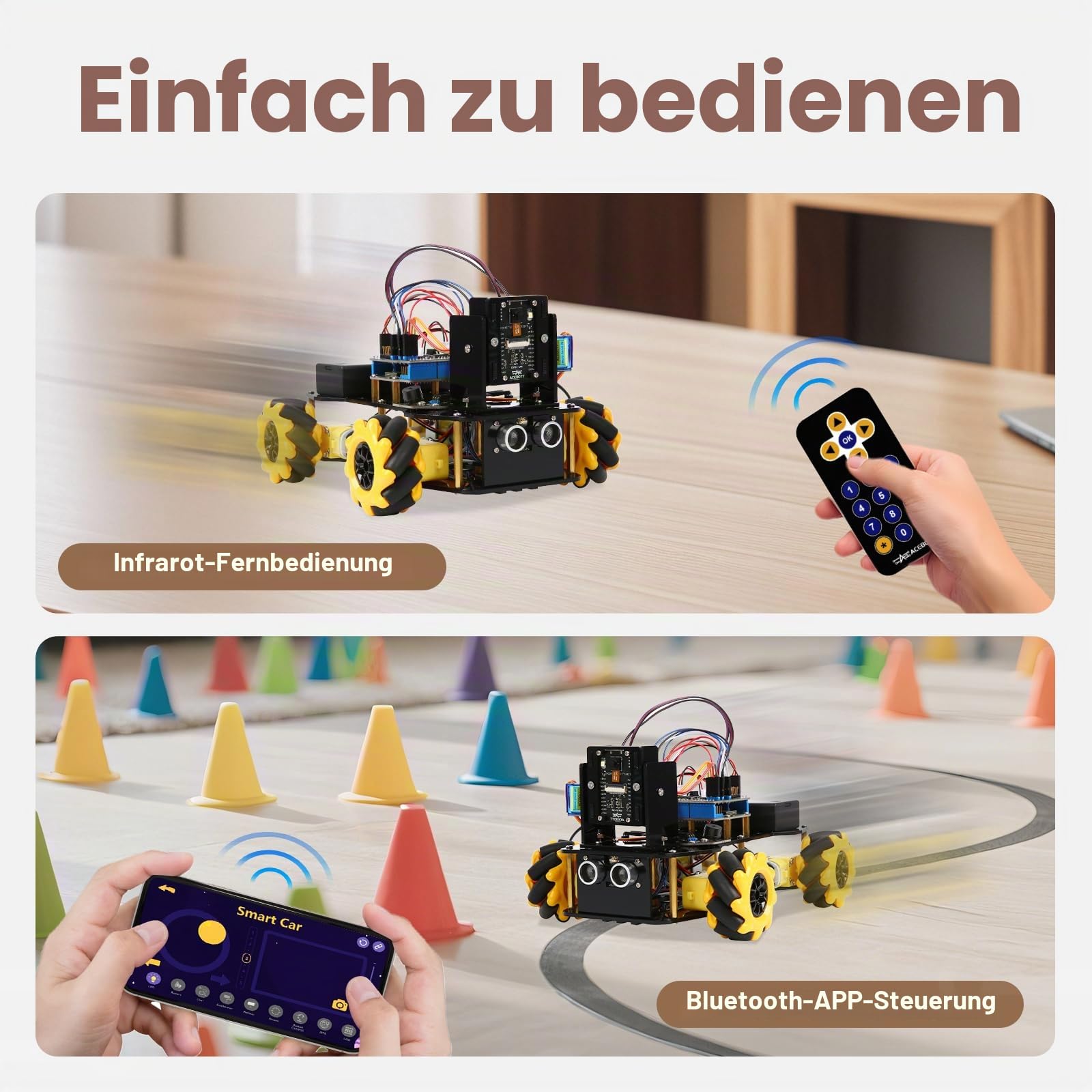ACEBOTT Roboter Spielzeug für Kinder, Roboter Kinder mit 3-MP-Kamera, kompatibel mit Arduino und Scratch, App und Fernbedienung, Geschenk für Jungen, Mädchen, Jugendliche und Erwachsene