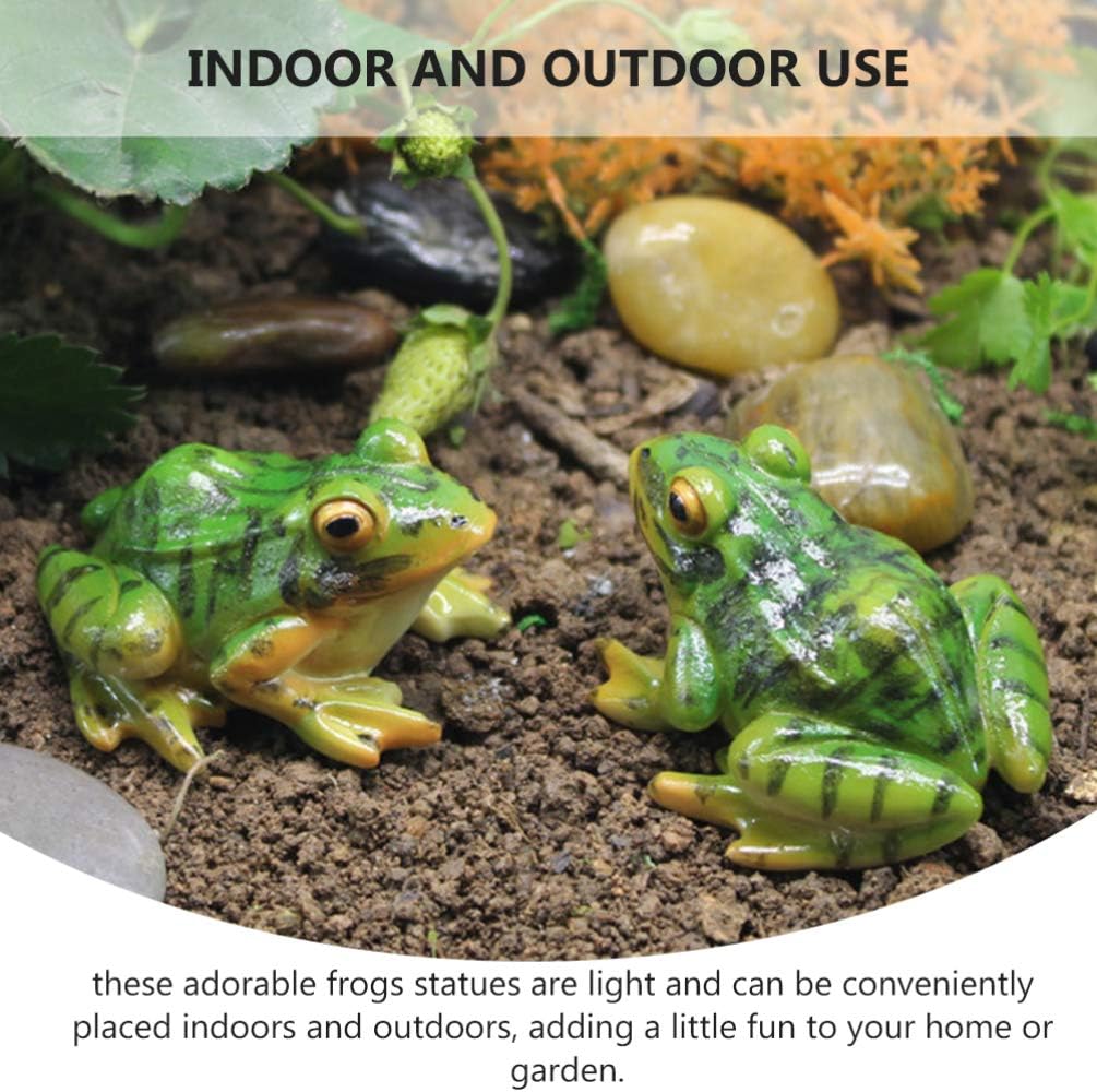 Frog Statue Ornaments - Resin Frogs Micro Landscape Craft Animal Sculpture 2pcs for Garden Yard Patio Fairy Garden Accessories Decor - Image 9