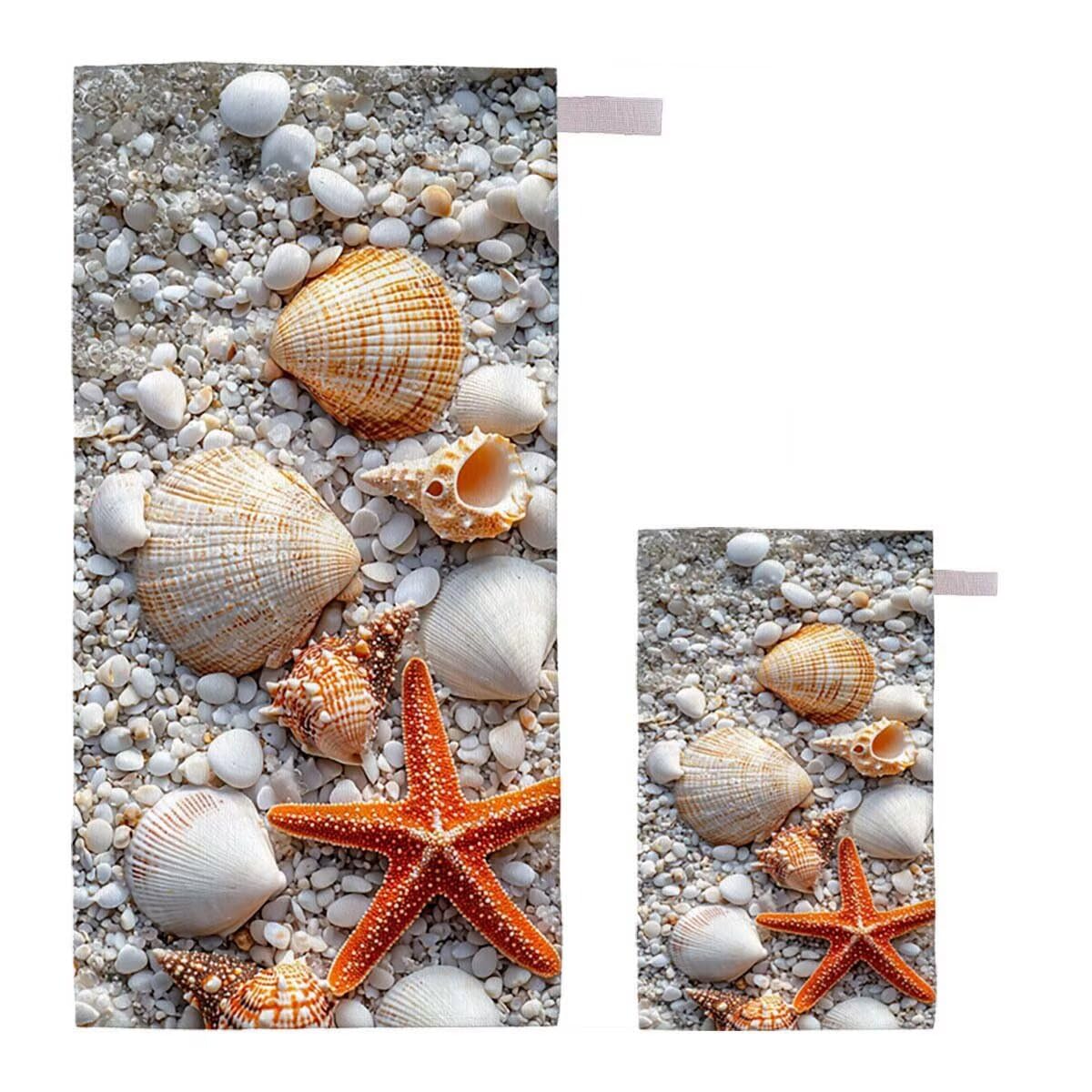 Toalla de Playa Grande 220x100cm/35x70cm, Juego de 2 Toalla Microfibra XXL de Antiarena, Toallas Playa Suave Ligera, Absorbente Secado Rápido Beach Towel Viaje, Regalo Mujer Hombre (Estrella Mar) C-40