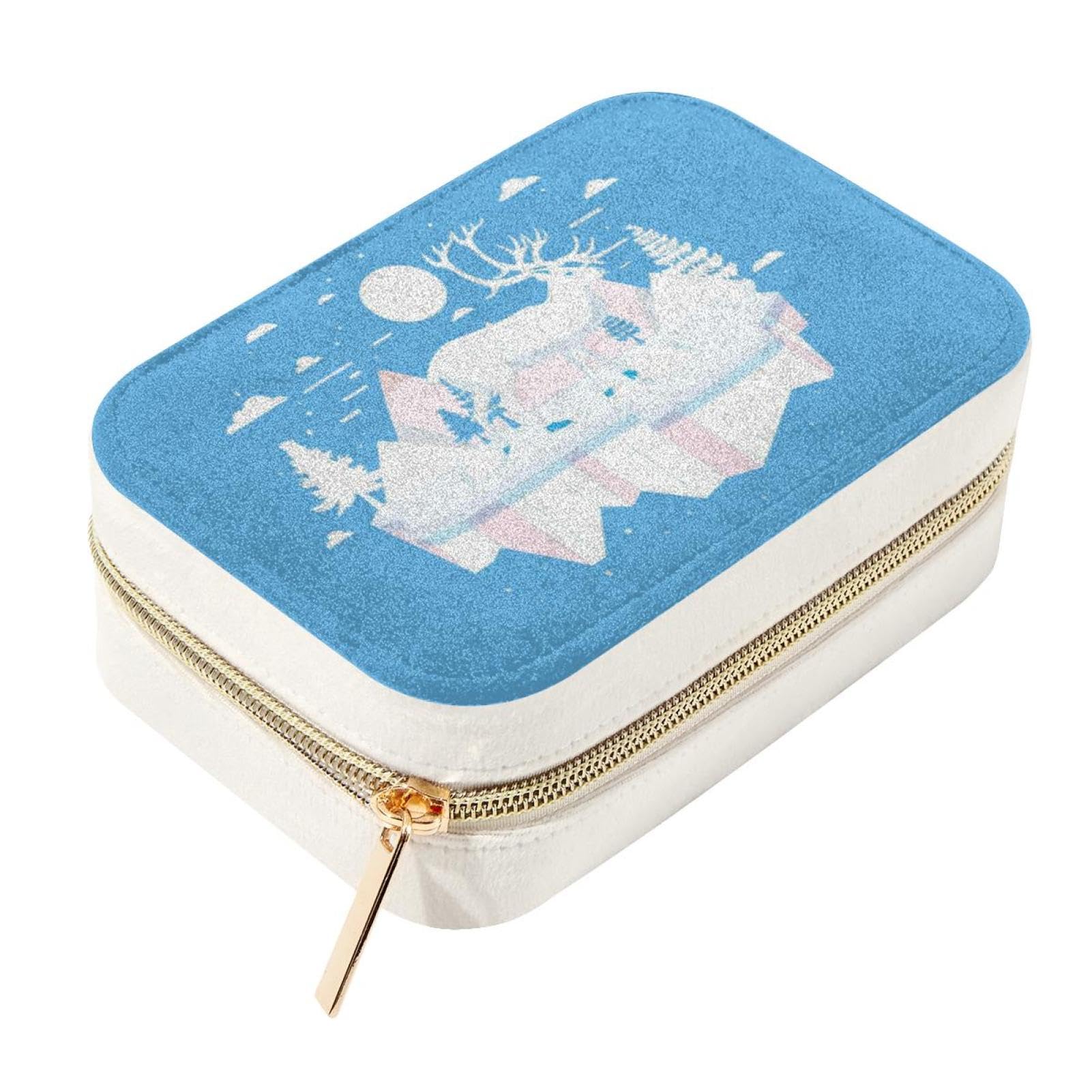 Boîte à bijoux de voyage en velours Caribou, organiseur portable à compartiments