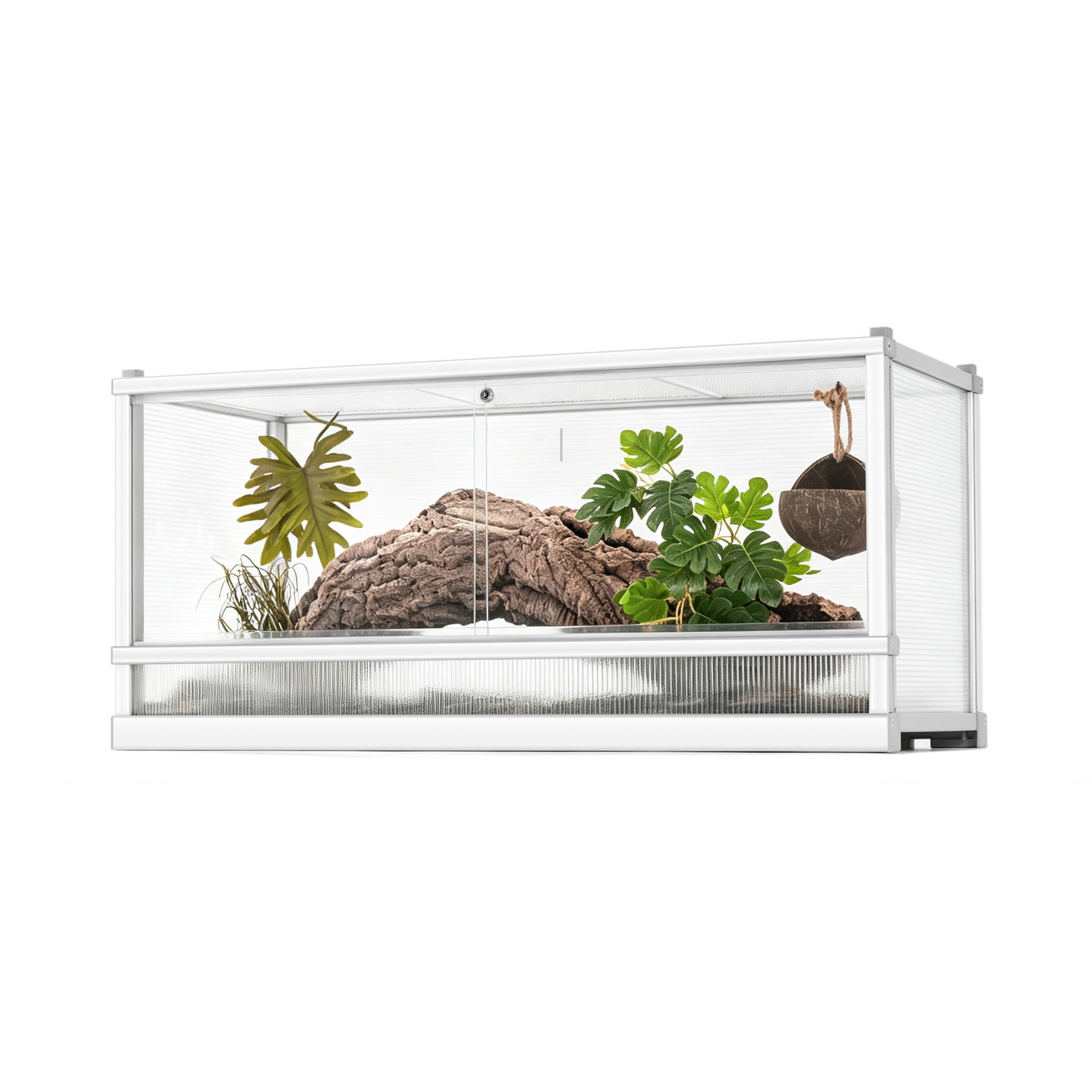 Tanque para reptiles de 50 galones, recinto para reptiles para un fácil mantenimiento, ventilación de pantalla superior y puerta corredera de vidrio, 36 x 18 x 18 pulgadas
