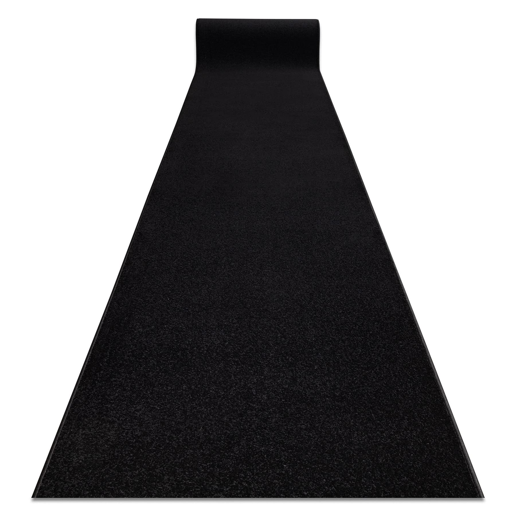 rugsx Tapis Couloir KARMEL Lisse - Tapis de Passage uni pour la Cuisine, Le Salon et Le Couloir - Noir - 60x300 cm