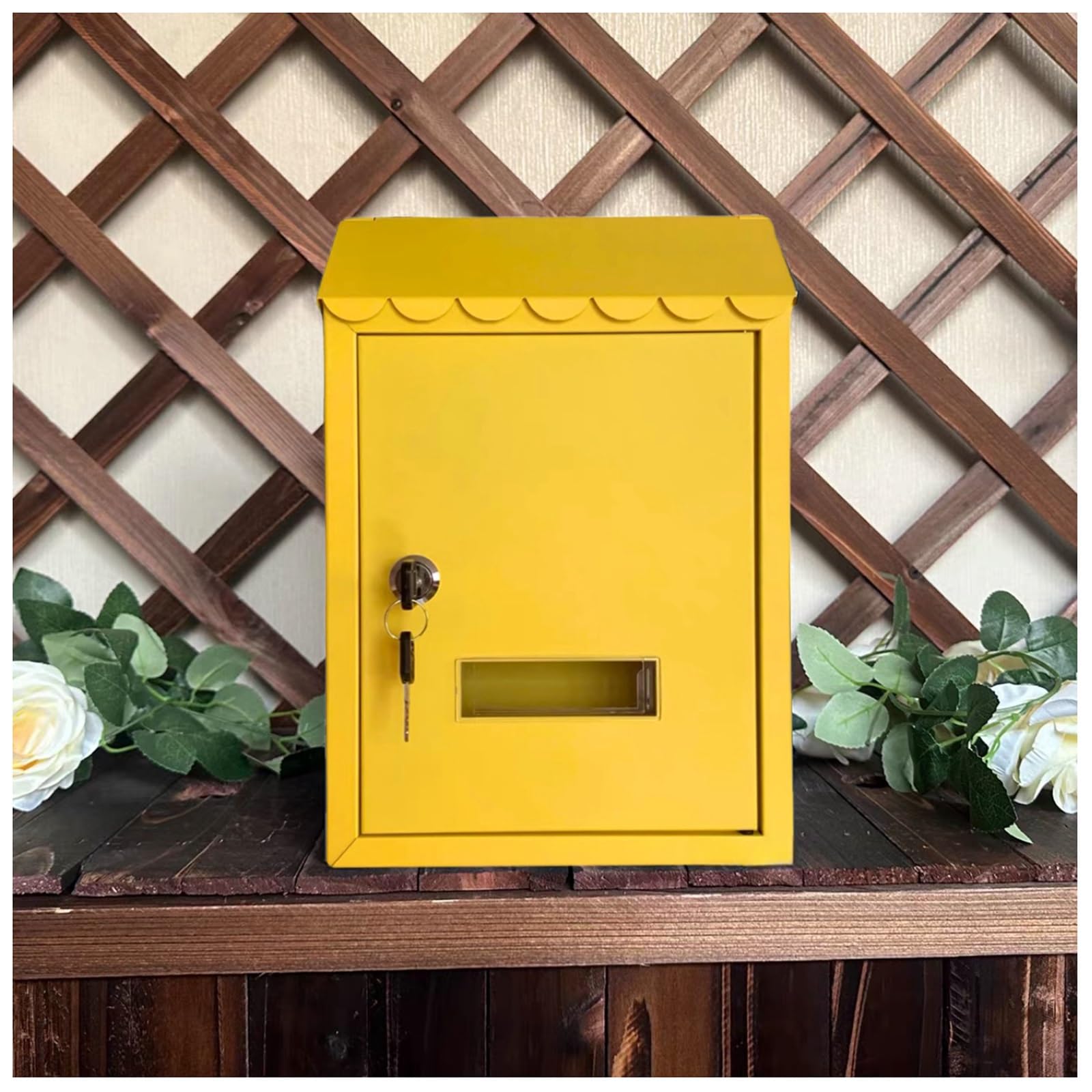 NQNFWCRJ European Lockable Metal Mailbox Home Wall Mounted Letterbox Outdoor Rainproof and Water Proof Mailboxes with Transparent Viewing Port