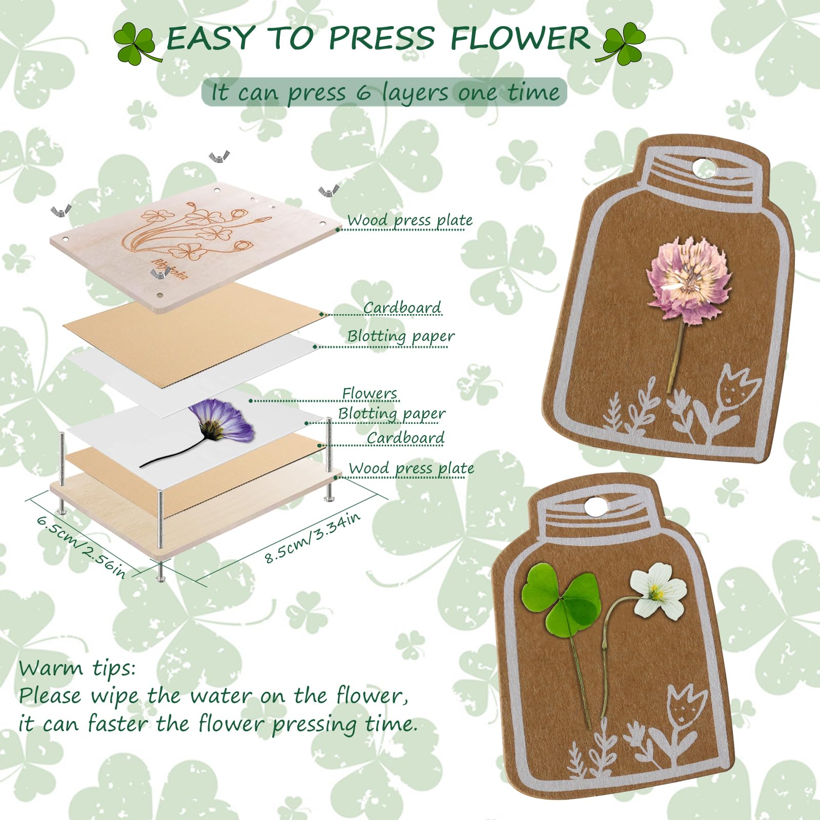 Rhykoka Pocket Flower Press, 6 Layers Mini Flowers Press Kit, Micro Flower Pressing - Image 4