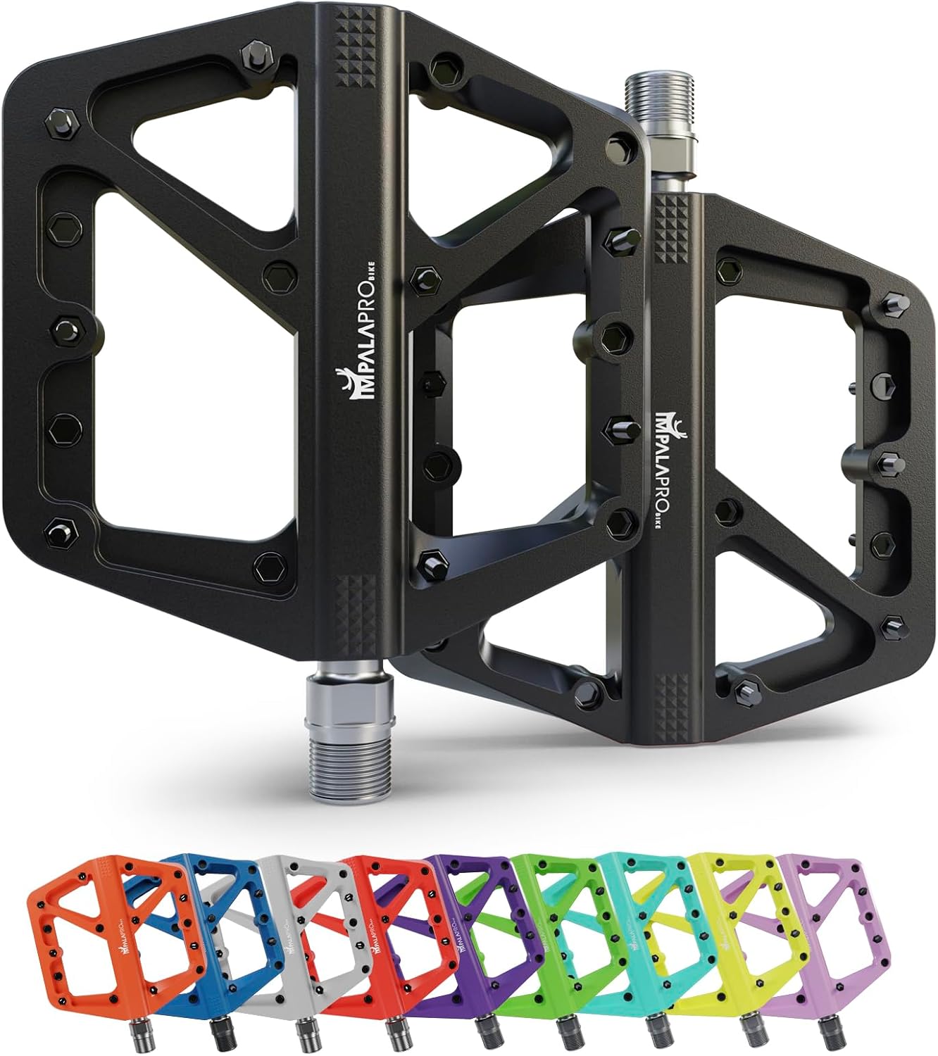IMPALAPRO - Bike Pedals Nylon Fiber Selaed Bearing 9/16" - Non-Slip Flat Pedals - Lightweight and Wide Flat Platform Cycling Pedals for BMX Road MTB E-Bike