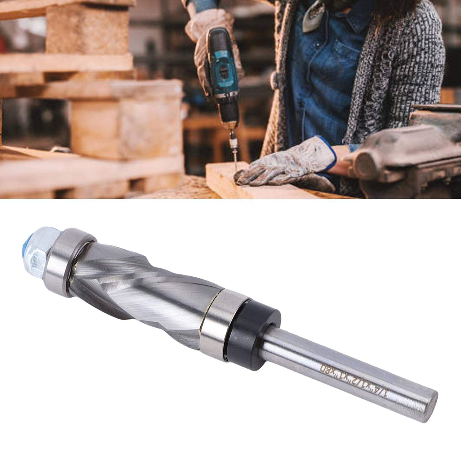Punta per Fresatura a Spirale con Doppio Cuscinetto, Punta per Fresatura a Filo in Carburo di Tungsteno, Efficiente Strumento di Rifilatura del Legno per la Lavorazione del Legno CNC