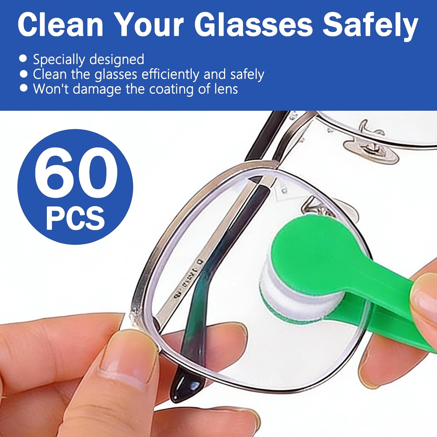 60 Pack Mini Eyeglass Cleaner Tool, Portable Sunglasses Spectacles Cleaning Tool, Soft Microfiber Cleaning Clip for Glasses, 6 Colors (Blue, Green, Black, White, Red, Yellow, 10 per Color)|by Cotkkstt