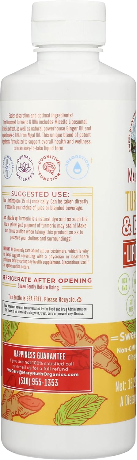 Mary Ruth's Sweet Ginger Turmeric & DHA Liposomal, 15.22 FZ