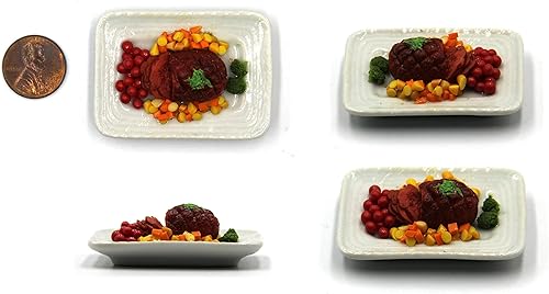 Miniatura 3 de Lovely Mixed 5 Surtidos a la parrilla, bistec, con plato de aperitivo, casa de muñecas, comida en miniatura, pequeña comida para coleccionables,