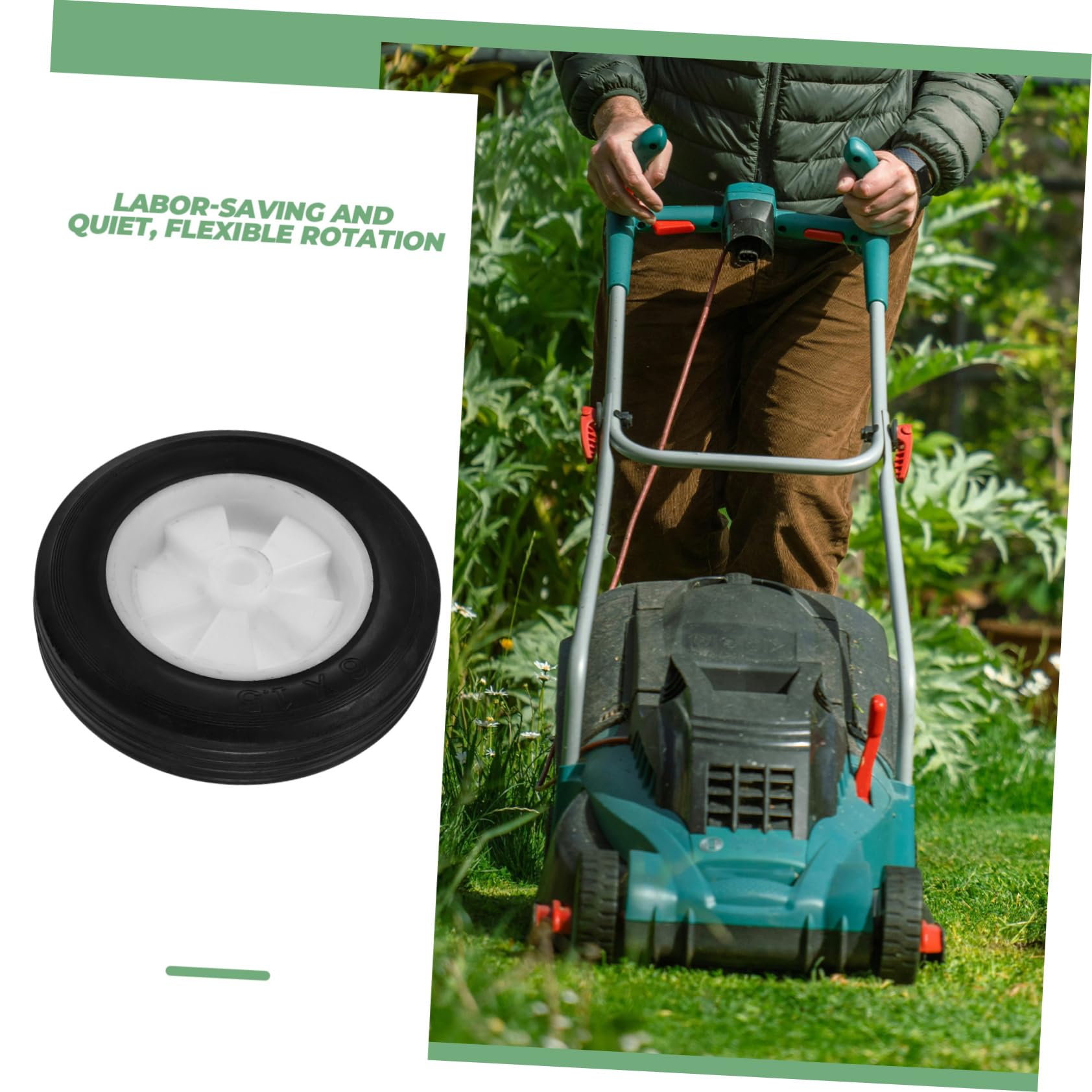 2 Stück Universelle Gummi Wheels für Rasenmäher Geräuschlose Solide Räder aus Pp Kontrollfunktion für Mähradaufsatz und Mähwerksräder Ersatzräder für Gartenrasenmäher