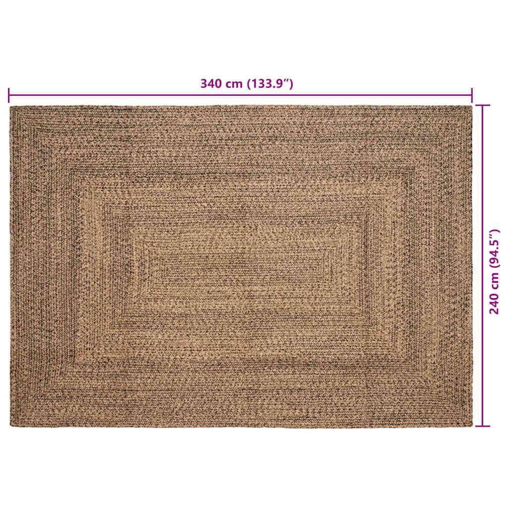 Brązowy dywan obszarowy 240 x 340 cm, prostokątny dywan jutowy do salonu, sypialni, można prać w pralce, duży