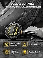 Vista 8 de AZUNO Inflador digital de neumáticos con medidor de presión, 200 PSI, accesorios de compresor de aire resistente, con bloqueo de manguera de goma