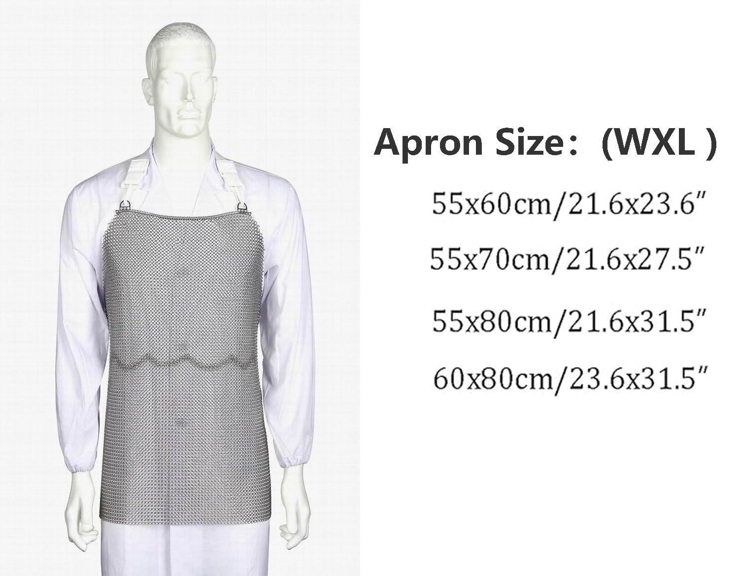 Tablier Tablier Résistant Aux Coupures De Sécurité De Boucher,Tablier En Métal En Acier Inoxydable 316,Tablier De Protection De Travail Sûr,Bretelles Réglables,Cotte Maille Vêtements W55xL70cm
