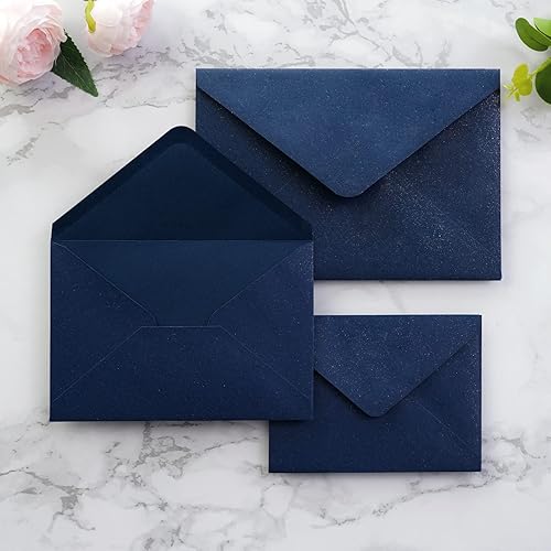 Miniatura 8 de PONATIA Paquete de 50 sobres A4, sobres de 4.25 x 6.12 pulgadas, color azul marino brillante, perfectos para tarjetas de regalo de Navidad, tarjetas
