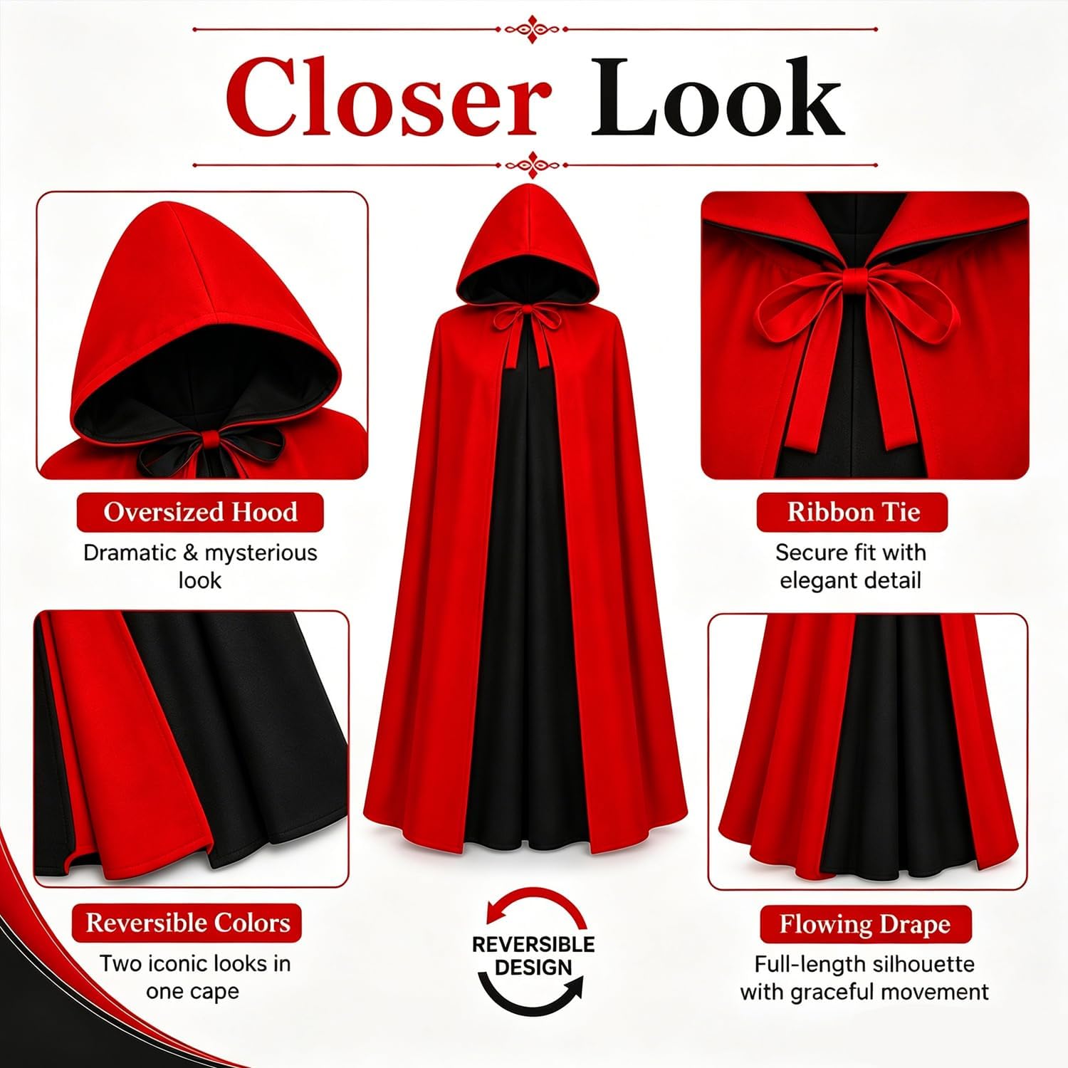 Women Velvet Hooded Cape Halloween Christmas Cloak