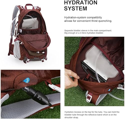 Vista 7 de MOUNTAINTOP Mochila de senderismo de 25L40L, mochila de viaje ligera para hombres y mujeres, mochileros al aire libre, camping